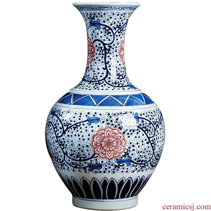 Jingdezhen ceramics high-grade hand-painted antique blue and white porcelain vases, furnishing articles sitting room home decoration handicraft decoration