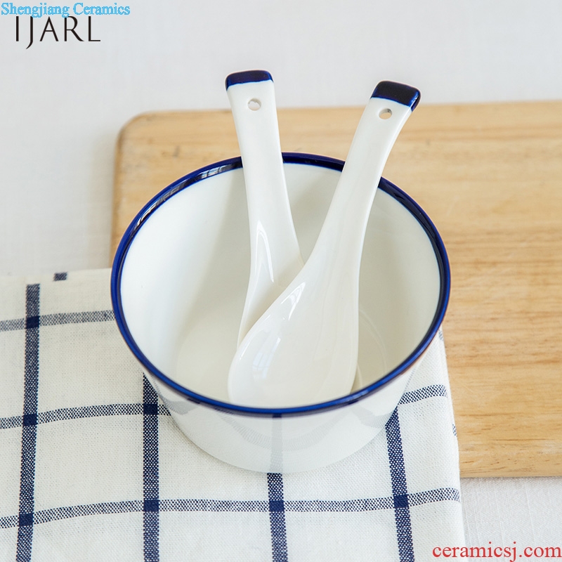 Ijarl million jia simple ceramic spoon household lovely long handle new porcelain scoop small spoon kitchen spoons