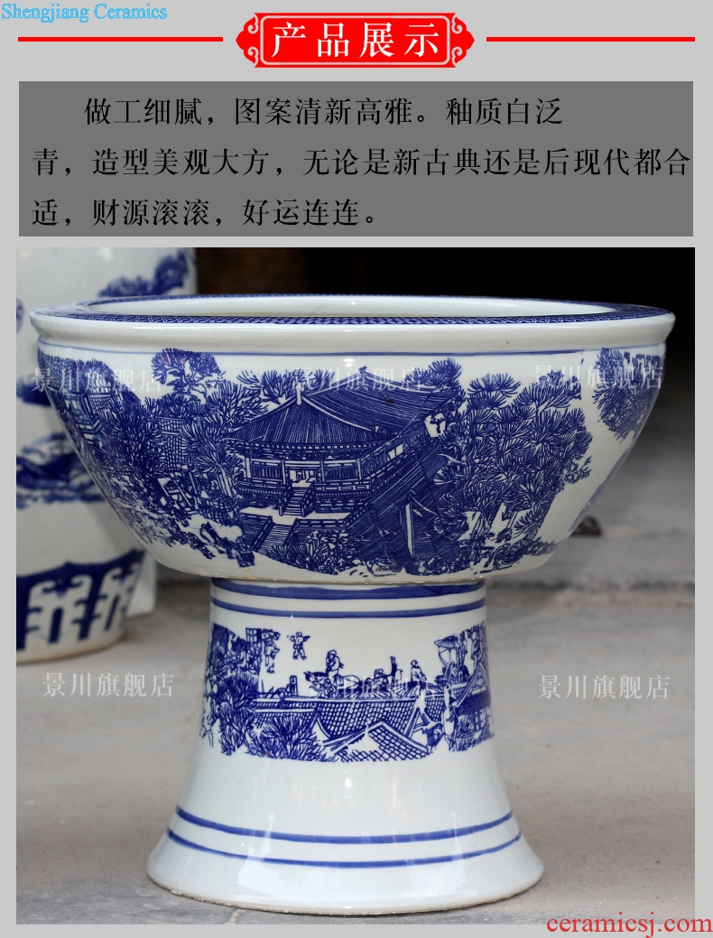Jingdezhen porcelain ceramic aquarium fish bowl jiangnan water turtle cylinder sitting room study office furnishing articles