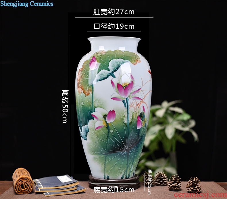 Jingdezhen ceramics new Chinese style living room TV cabinet porch all hand-painted vase household handicraft furnishing articles