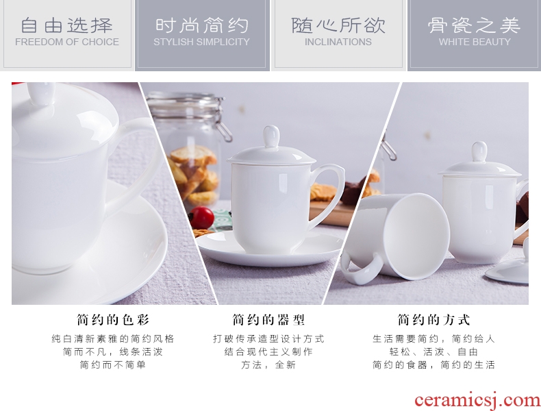 Office of jingdezhen ceramic bone China cups white cup boss mug cup meeting custom LOGO cups with cover