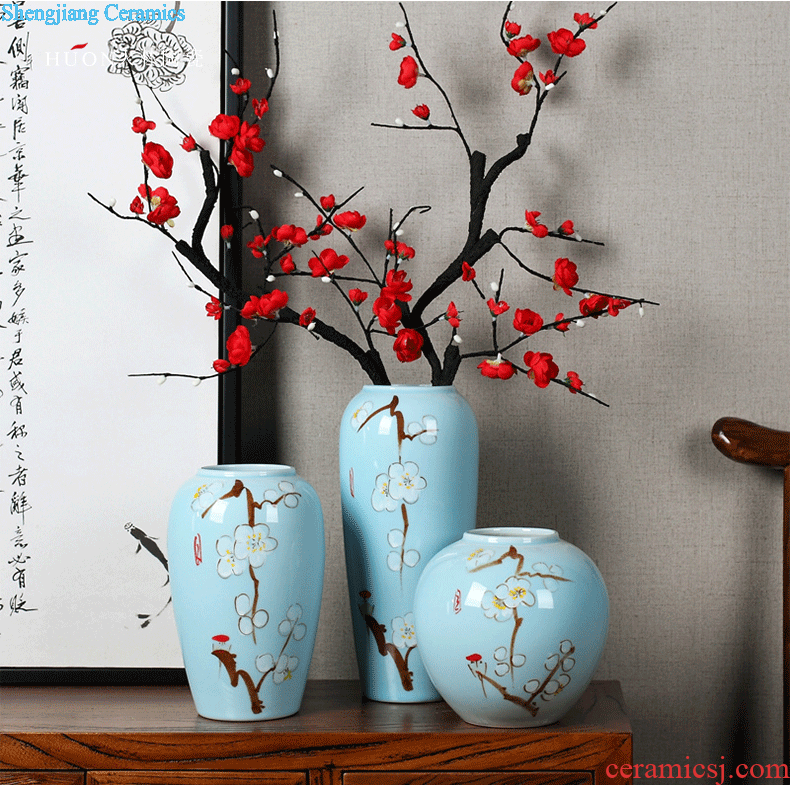 Contemporary and contracted jingdezhen ceramic flower vases Chinese creative living room blue dried flowers home furnishing articles