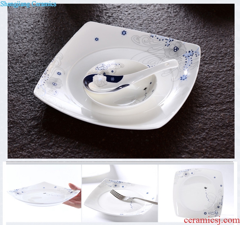 Million jia square ceramics dishes contracted style bowl chopsticks at home dinner plate suit wedding gifts