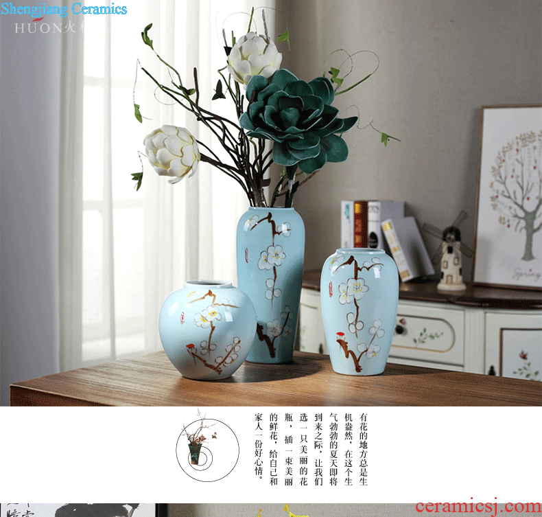 Contemporary and contracted jingdezhen ceramic flower vases Chinese creative living room blue dried flowers home furnishing articles