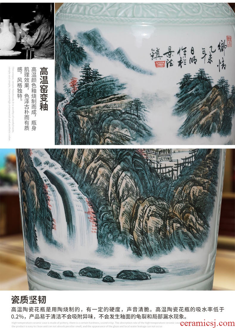 Xiushui castle peak day hao jingdezhen hand-painted ceramic vase of large sitting room hotel decoration furnishing articles
