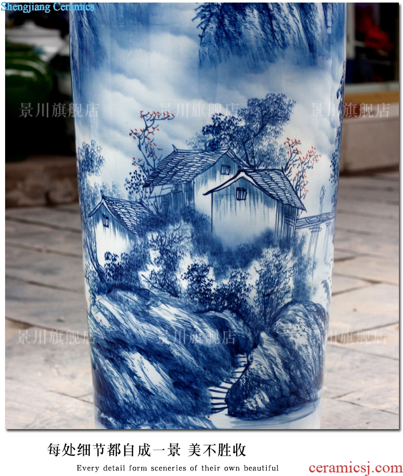 Jingdezhen ceramic hand-painted scenery of large vase home furnishing articles modern quiver landing craft ornaments sitting room