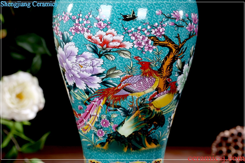 Mesa of jingdezhen ceramic vase colored enamel Chinese antique household flower adornment handicraft office furnishing articles