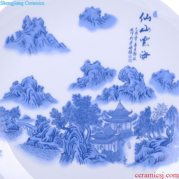 Jingdezhen ceramics landscape faceplate hang dish modern household adornment handicraft decoration decoration plate