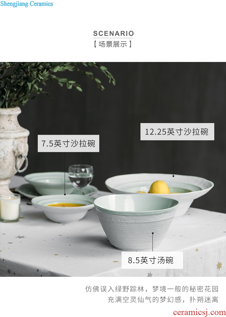 Million jia creative Nordic retro ceramic salad bowl dessert bowl fog forest home dishes creative dish bowl