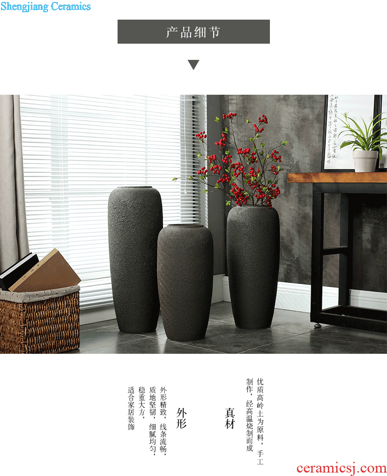 Jingdezhen ceramic floor coarse pottery large vases, contemporary and contracted sitting room TV cabinet dry flower arranging furnishing articles pottery restoring ancient ways