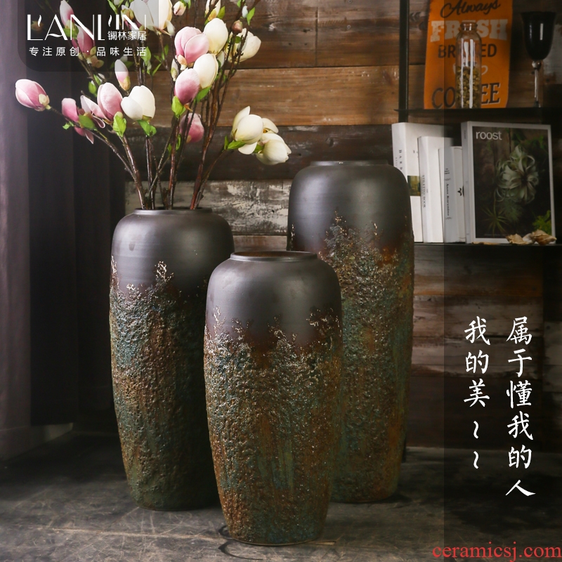 Big vase furnishing articles sitting room ground do old coarse pottery flower arranging bottles home furnishing articles of handicraft ceramic pottery decoration