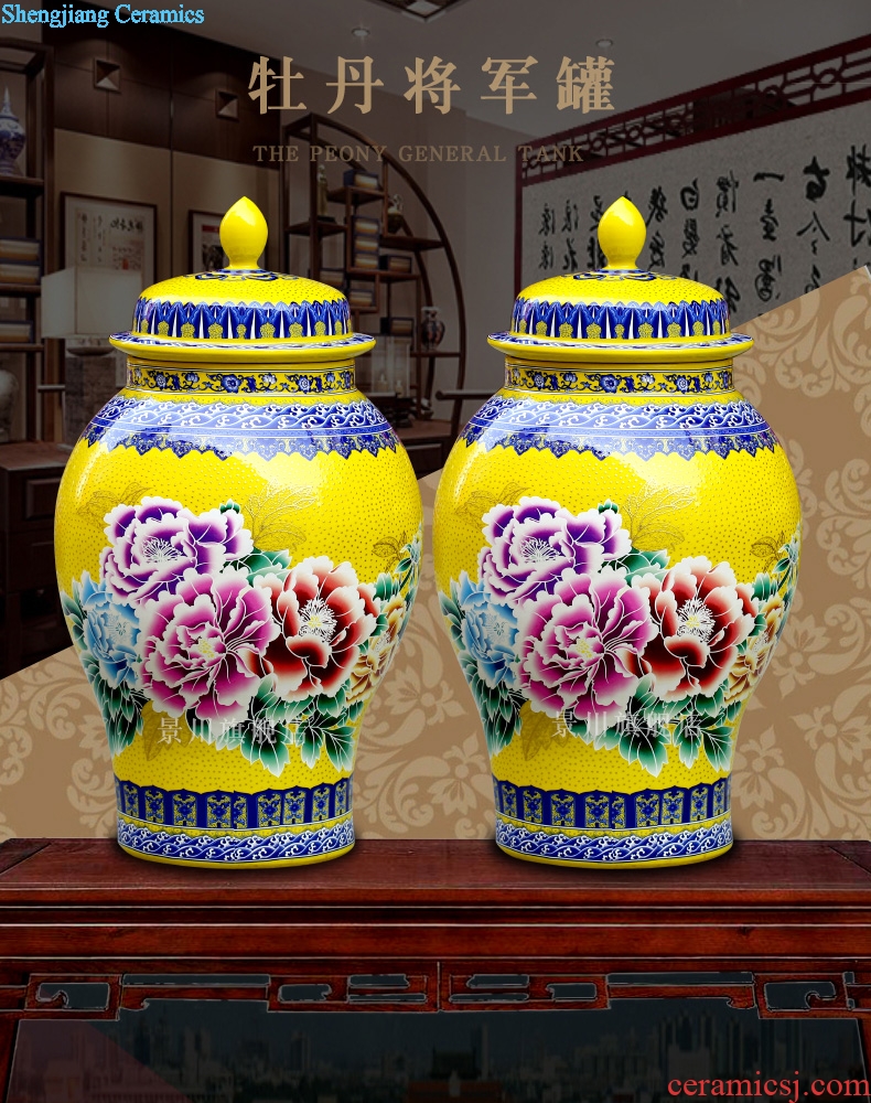 Jingdezhen ceramics can big vase peony general home sitting room landing craft ornaments modern classic furnishing articles