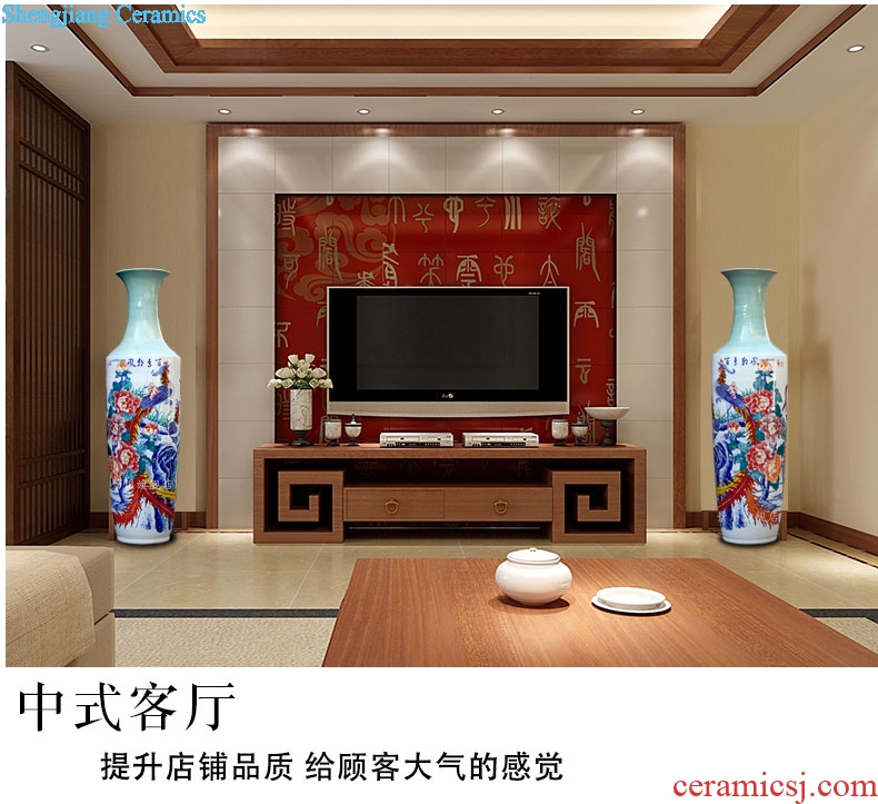 Jingdezhen ceramics hand-painted birds pay homage to the king carving landing big vase sitting room of Chinese style household furnishing articles ornaments