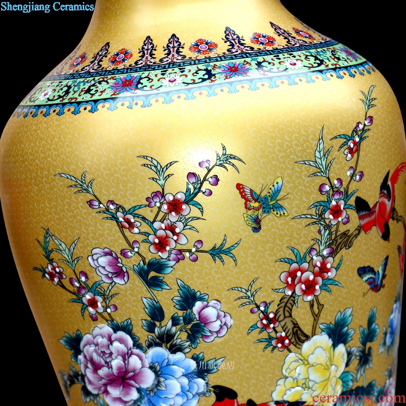 Jingdezhen ceramics gold powder enamel peony sitting room of large vase furnishing articles arranging flowers adorn article opening gifts