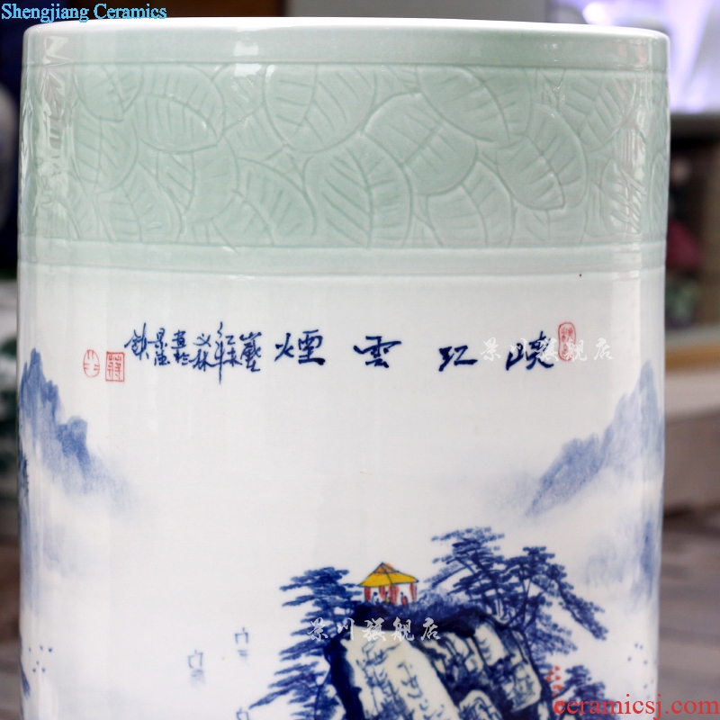 Jingdezhen ceramic hand-painted scenery of large vase home furnishing articles modern quiver landing craft ornaments sitting room