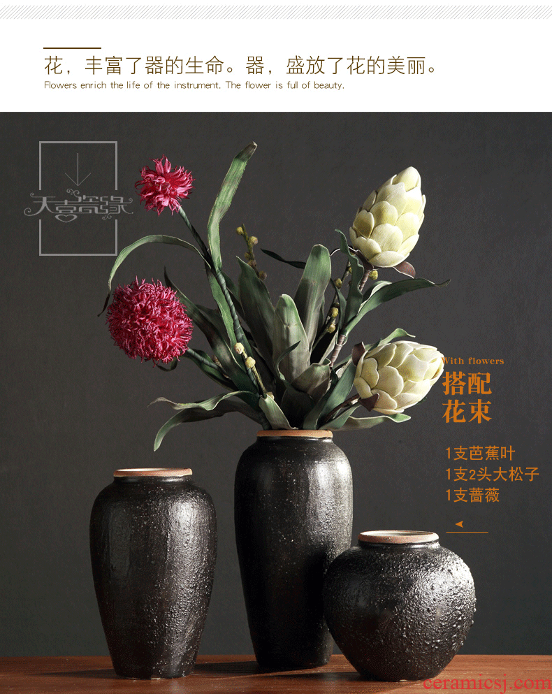 Jingdezhen restoring ancient ways do old clay coarse pottery vase is the sitting room TV ark ceramic clay pottery flower arranging nostalgic flowerpot