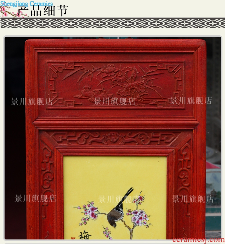 Jingdezhen modern ceramic artists sitting room adornment furnishing articles chrysanthemum patterns in hotel four screen porcelain plate painting