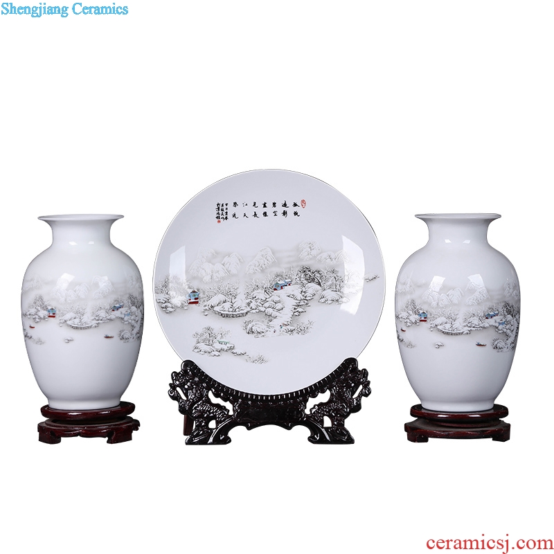 Porcelain of jingdezhen ceramics vase Chinese penjing flower arranging three-piece wine cabinet decoration plate of household decoration