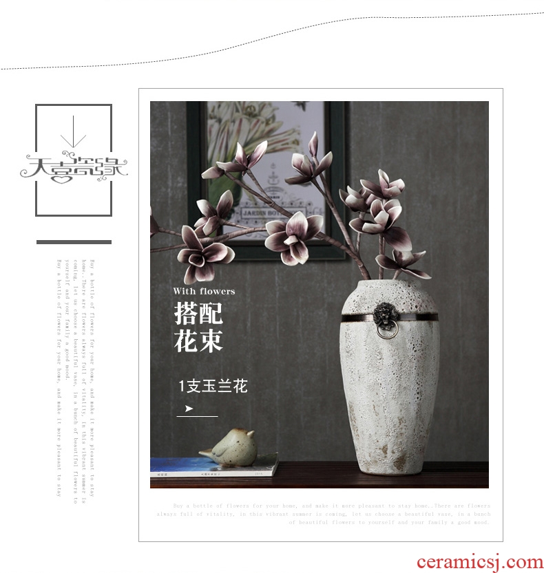 Sitting room of contemporary and contracted dry ceramic vase household Japanese literary small pure and fresh and coarse pottery flower arranging machine accessories
