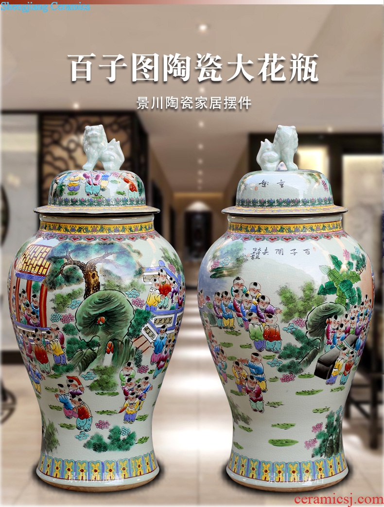 Jingdezhen ceramic general tank antique porcelain hand-painted figure crackle famille rose the ancient philosophers home sitting room of large vase
