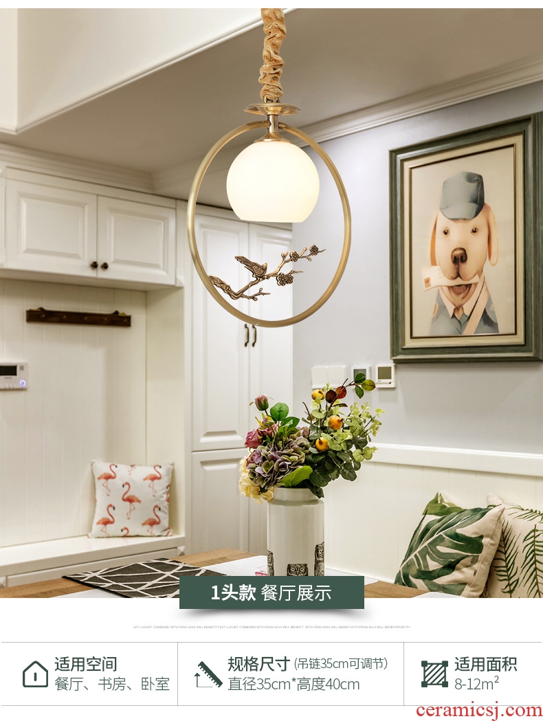 American restaurant copper lamp light contracted creative balcony porch corridors lobby bar ceramic lotus small droplight