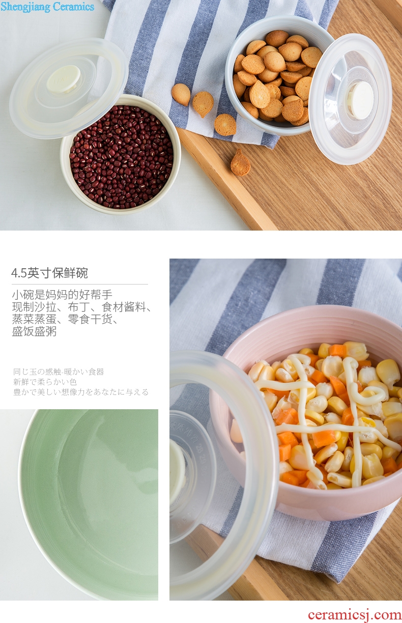 Million jia creative preservation bowl ceramics microwave bento cassette cover bubble rainbow noodle bowl seal preservation box lunch box fridge