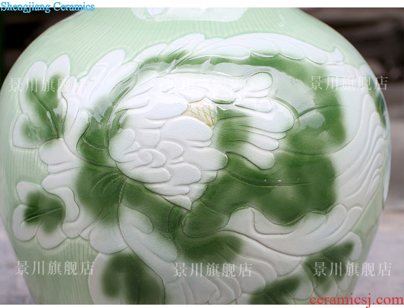 Jingdezhen chinaware lotus carved ice crack glaze cracks of large vases, 70 cm high sitting room big furnishing articles