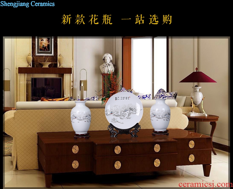 Porcelain of jingdezhen ceramics vase Chinese penjing flower arranging three-piece wine cabinet decoration plate of household decoration