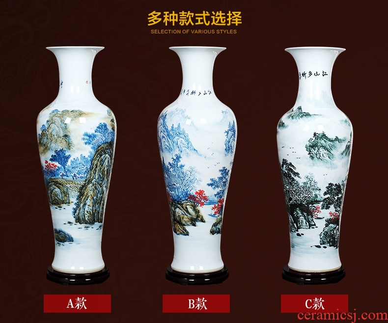 Jingdezhen ceramics high white large blue and white porcelain vase hotel opening gifts sitting room adornment is placed