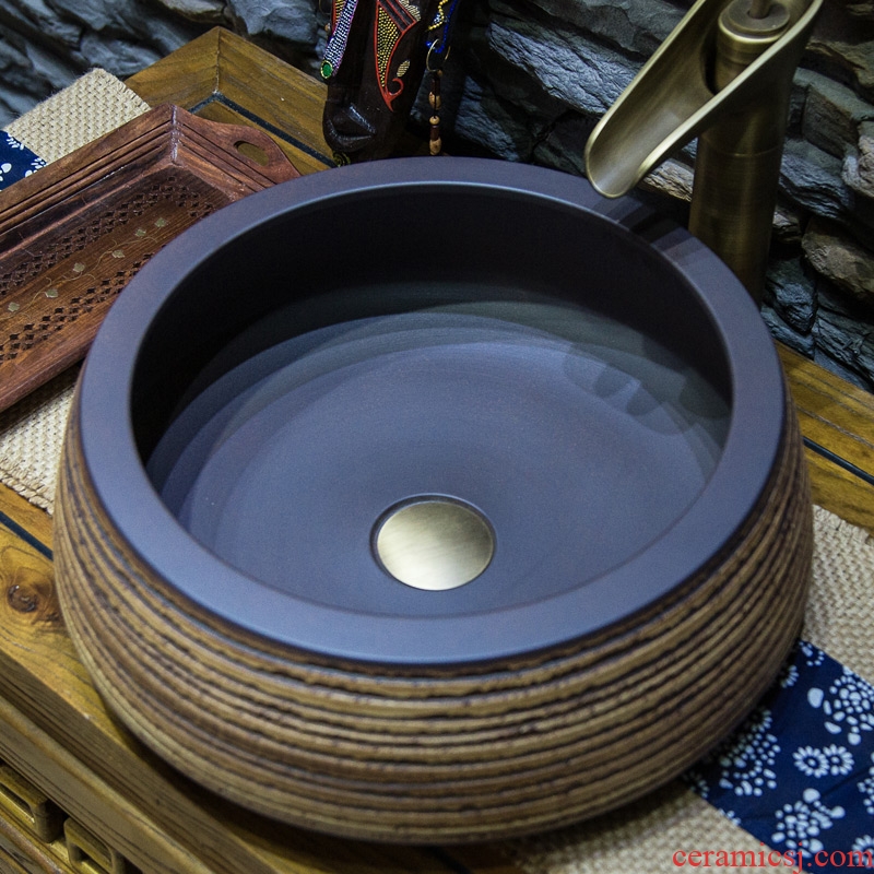 JingYan retro art stage basin of jingdezhen ceramic lavatory basin round antique Chinese on the sink