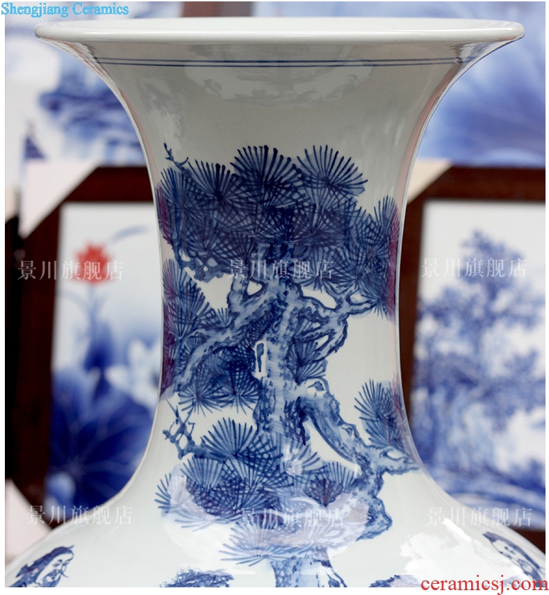 Jingdezhen blue and white porcelain hand-drawn characters home sitting room office study Chinese ceramics of large vases, furnishing articles