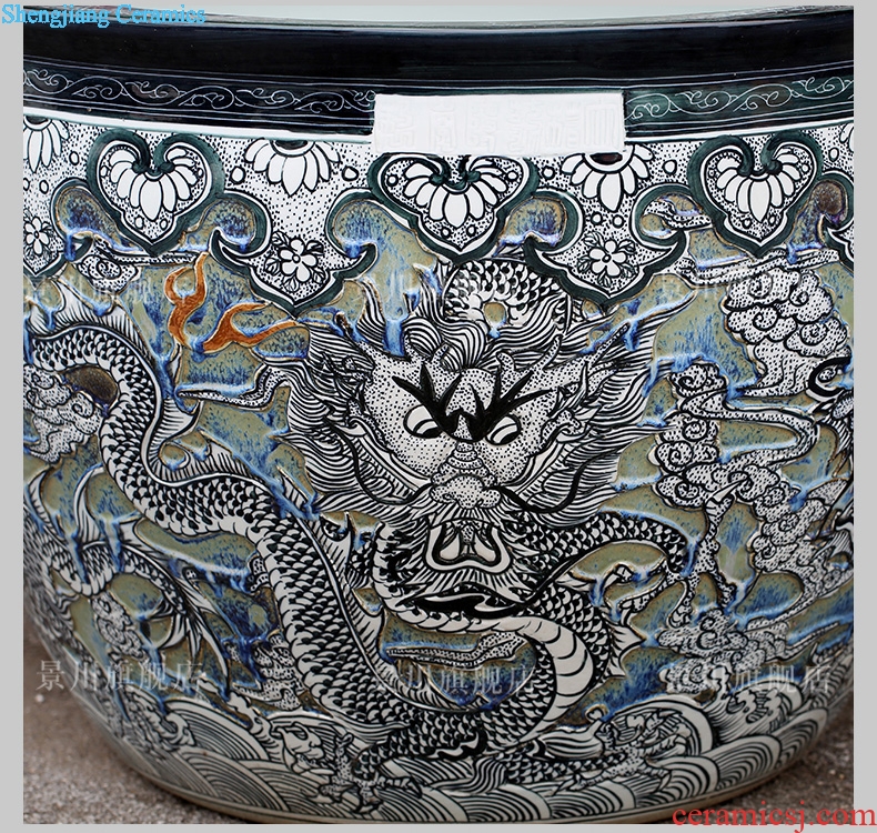 Jingdezhen porcelain carving dragon aquarium water lily cylinder tortoise courtyard large sitting room place the wind water tanks