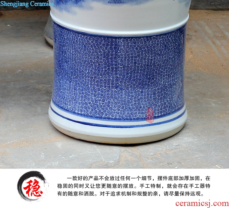 Jingdezhen ceramics hand-painted landing big blue and white porcelain vase home sitting room hotel furnishing articles craft gift