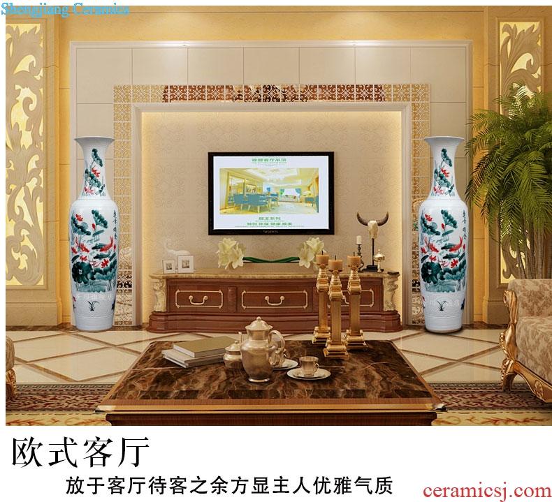 Jingdezhen of large vases, ceramic hand carved lotus big fish peony hotel sitting room adornment is placed