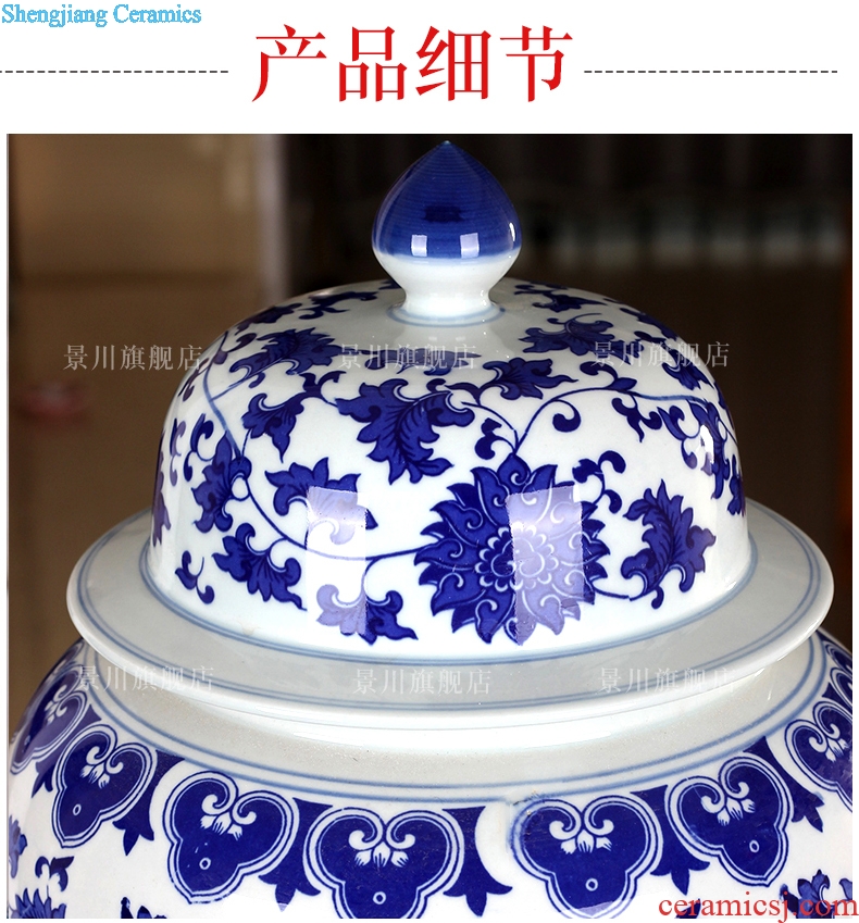 Tangles of blue and white porcelain lotus flower general tank storage tank of jingdezhen ceramics vase mesa of modern home decoration furnishing articles