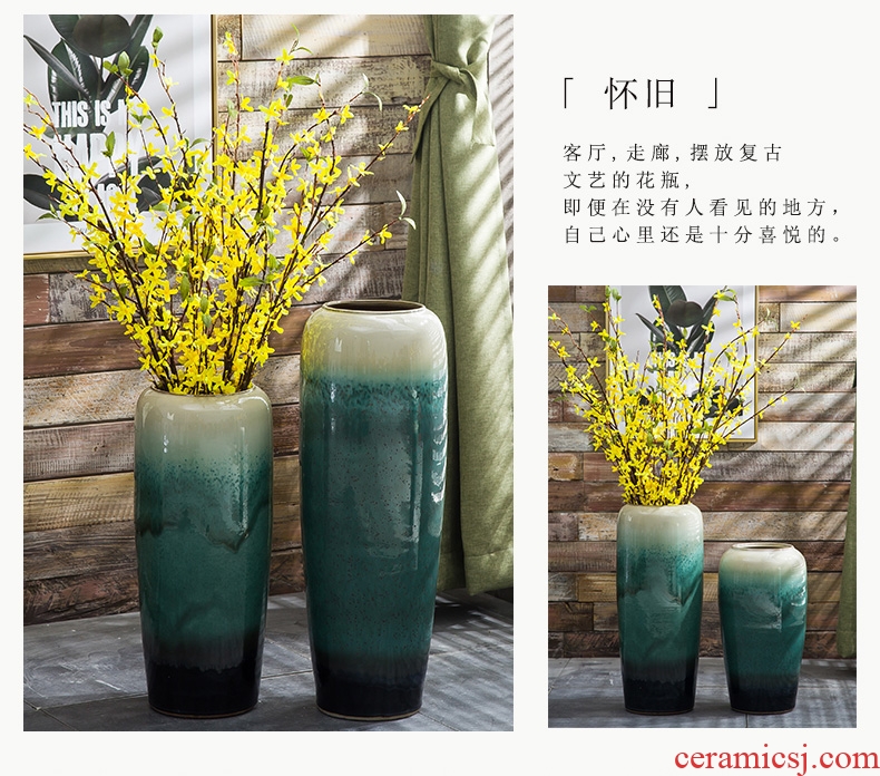 European landing big ceramic vase sitting room of contemporary and contracted hotels puts jingdezhen dried flower simulation flower vase