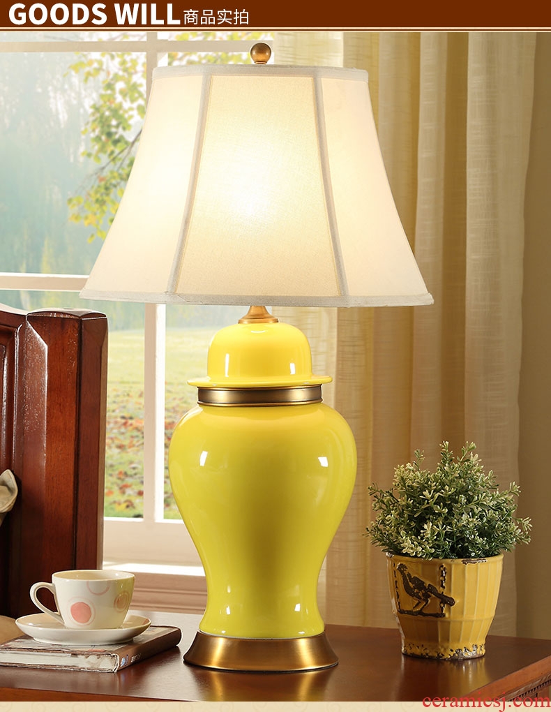 Santa marta tino contracted American ceramic desk lamp yellow hotel bedroom berth lamp large living room