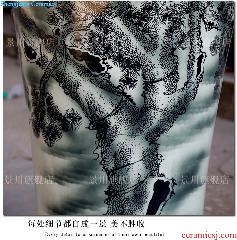 Pine crane live color ink big vase jingdezhen ceramics sitting room floor furnishing articles study Chinese style household act the role ofing is tasted