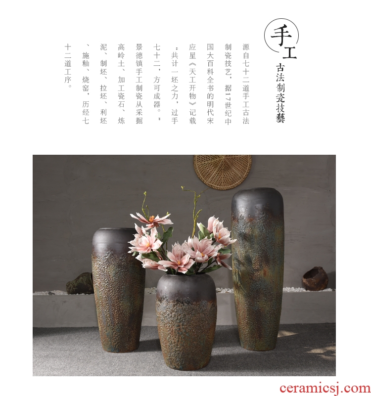 Jingdezhen Chinese style restoring ancient ways is the sitting room of large vase do old coarse pottery flower arranging flower art ceramic vases, home furnishing articles