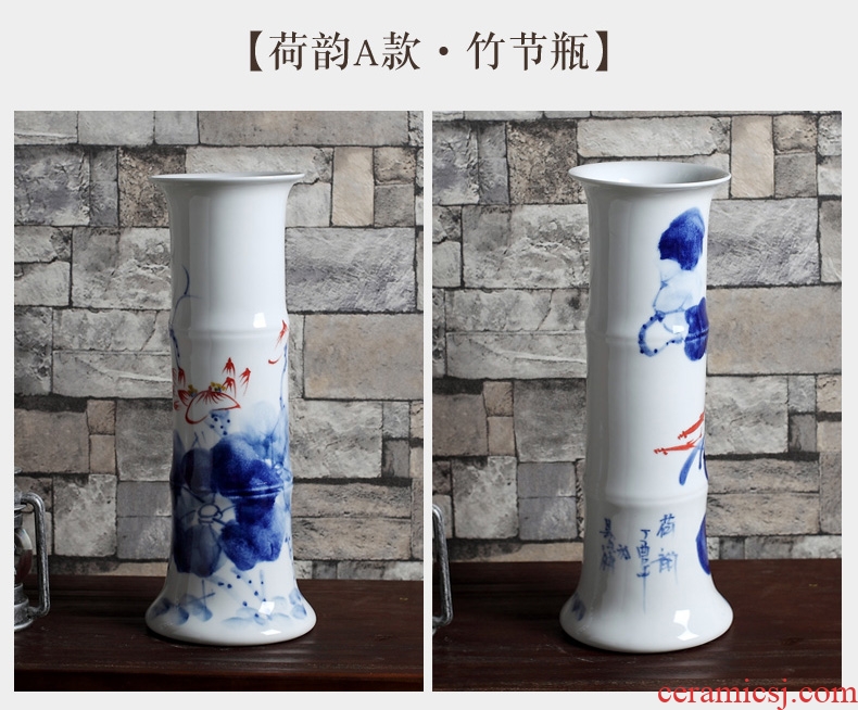 Lucky bamboo bamboo bottles of jingdezhen ceramic vase furnishing articles sitting room flower arranging device small Chinese household decorative arts and crafts