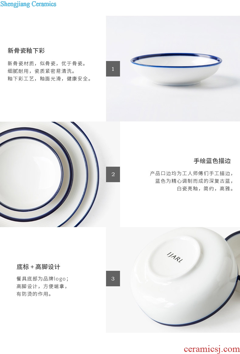Ijarl million jia household ceramic bowl large soup bowl bowl fruit salad bowl contracted the creative nature of tableware