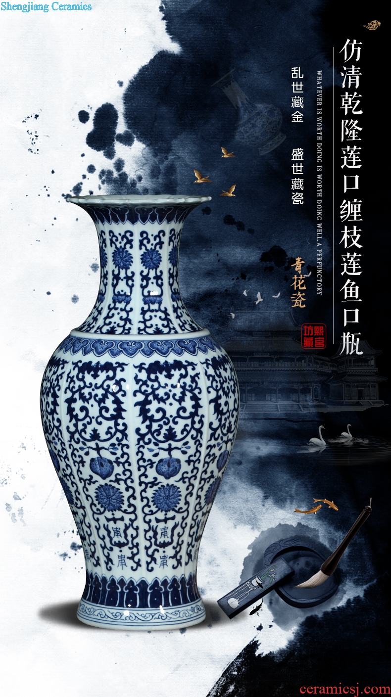 Jingdezhen ceramics vase blue and white porcelain sitting room of Chinese style household adornment porch furnishing articles furnishing articles