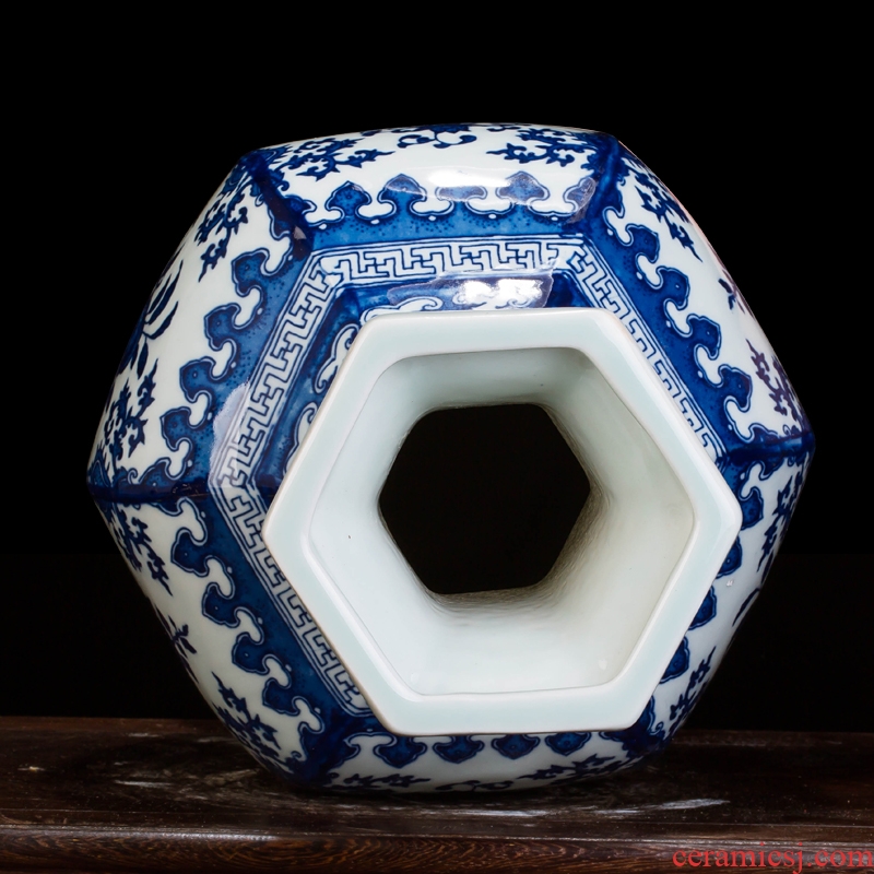 Jingdezhen ceramics vase antique blue-and-white large flower arranging, new Chinese style household sitting room adornment is placed high