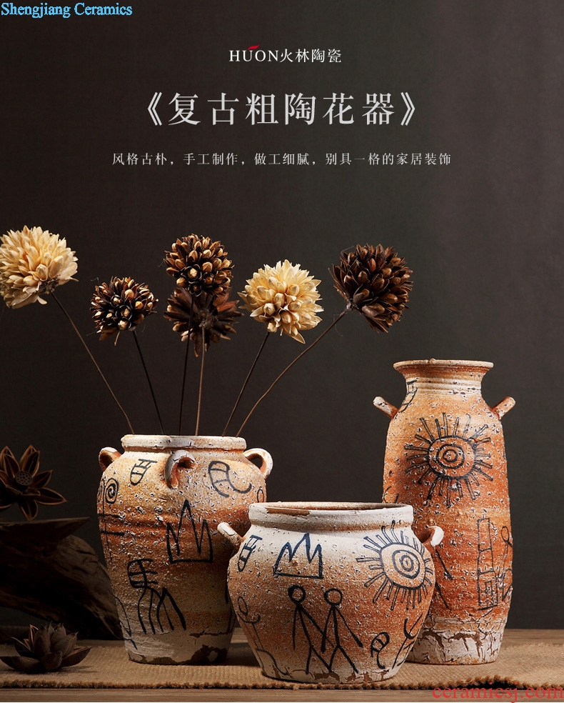 Zen of pottery and porcelain vase Chinese style restoring ancient ways is coarse pottery do old earthenware jar of primitive simplicity porch is decorated furnishing articles flowers, flower arranging