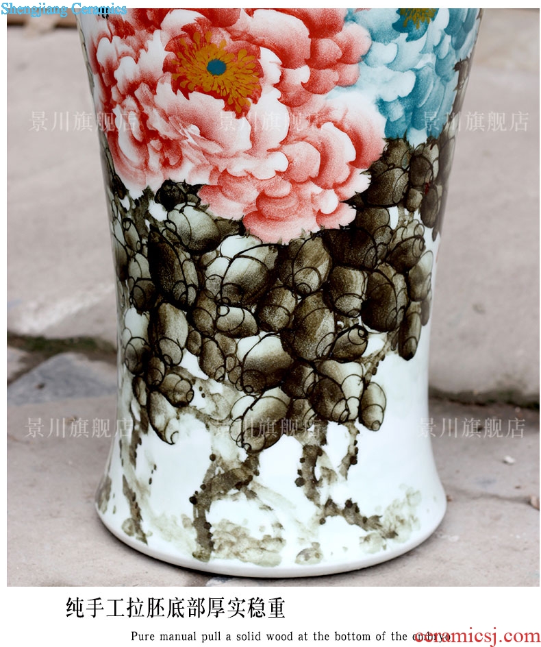 Jingdezhen ceramic hand-painted enamel vase peony flower arranging landing big home sitting room is the only thing the study of Chinese style furnishing articles