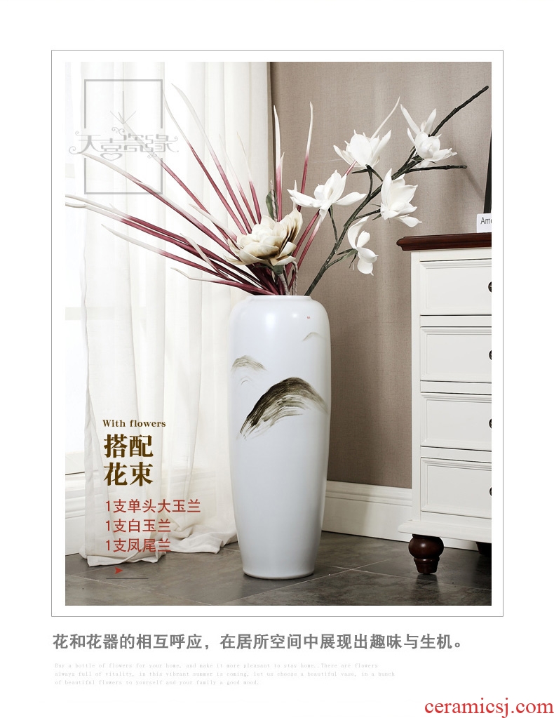 The sitting room of large ceramic vase modern American zen simulation flower arranging hotel furnishing articles TV ark household decoration