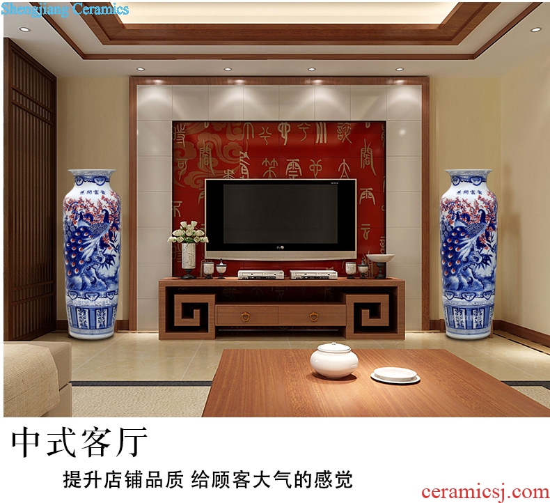 Jingdezhen hand-painted ceramic blooming flowers big vase home sitting room hotel of large quiver furnishing articles ornaments