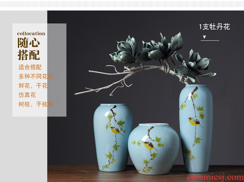 Jingdezhen modern new Chinese style household TV cabinet ceramic insert lucky bamboo vase the sitting room porch place decoration