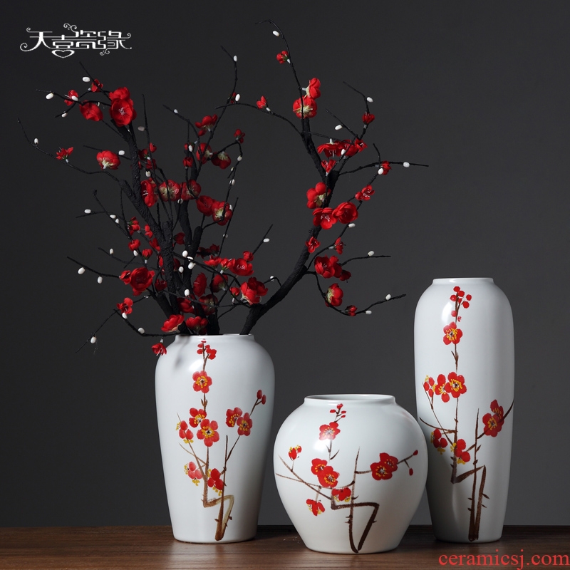 Jingdezhen contemporary and contracted ceramic vase furnishing articles creative living room TV cabinet table flower arranging, home decoration