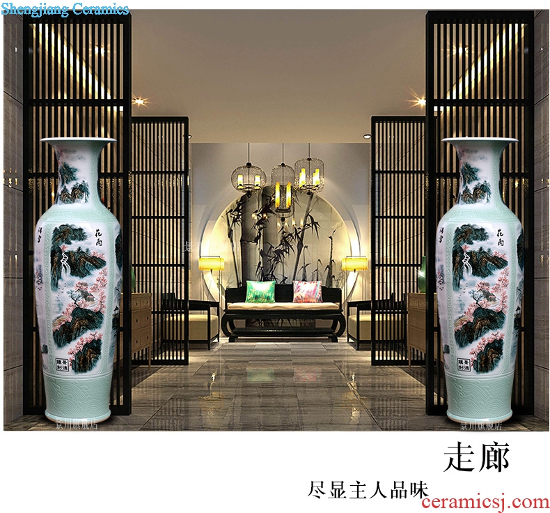 Jingdezhen ceramic hand-painted landscape all around the French vase household of Chinese style living room a study office furnishing articles